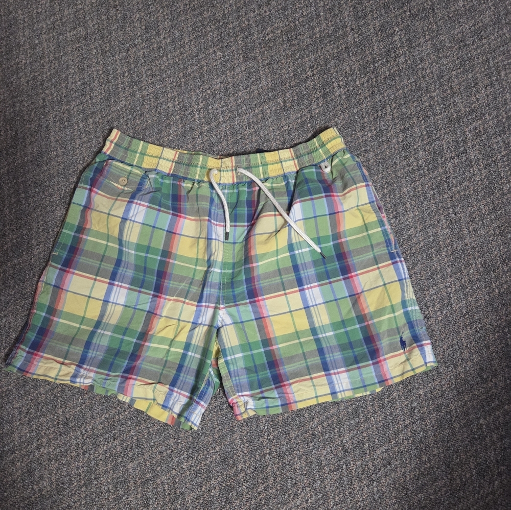 Polo by Ralph Lauren Yellow Green Plaid Men’s Shorts